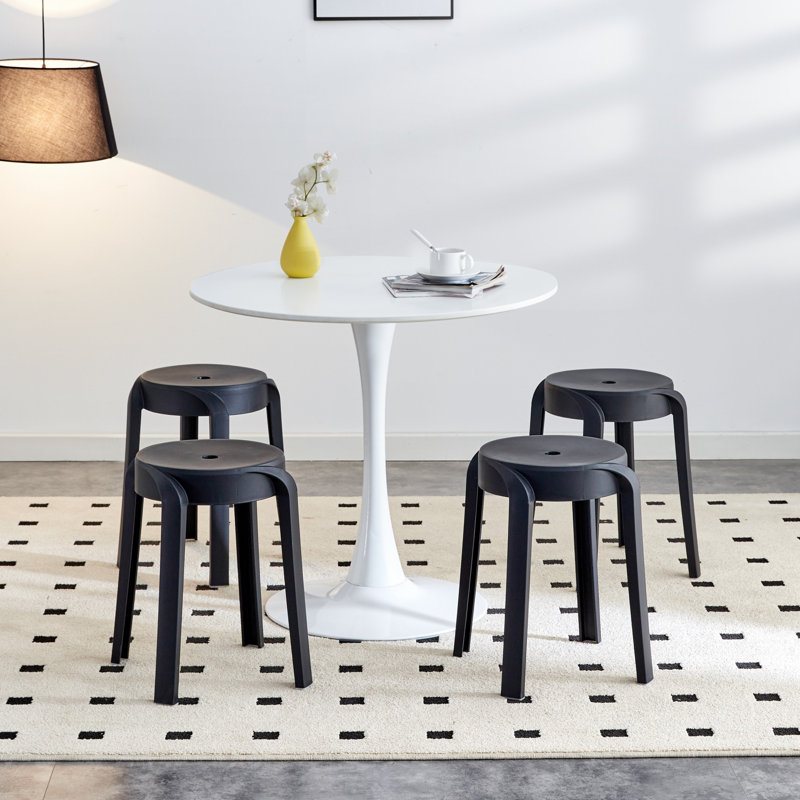 Ensemble de 6 chaises empilables en plastique, Noir