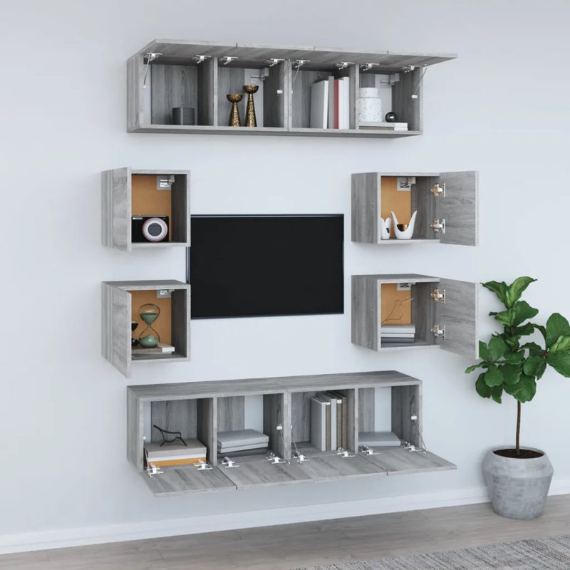 Leysin Unfinished Floating Entertainment Centre for TVs up to 24", Grey Sonoma