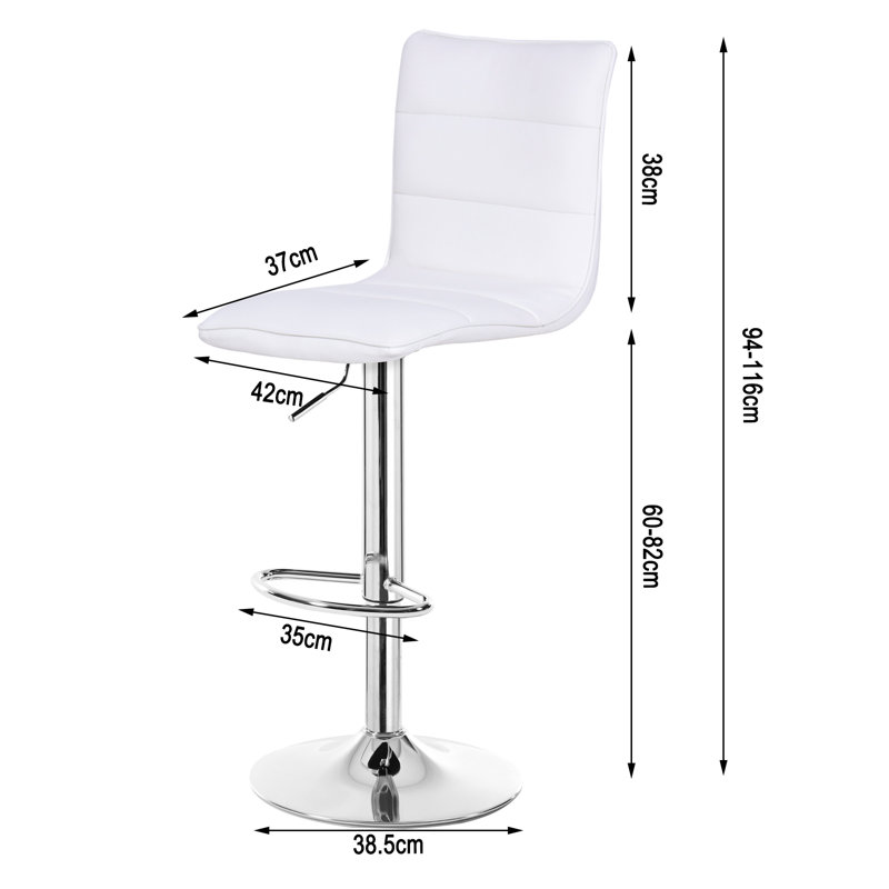 Dequez Upholstered Counter Stool with Metal Frame, Silver, White