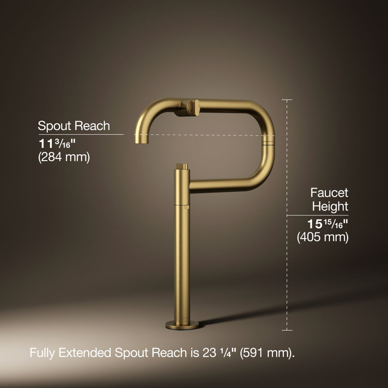 Components® Deck-Mount Pot Filler, Brushed Brass