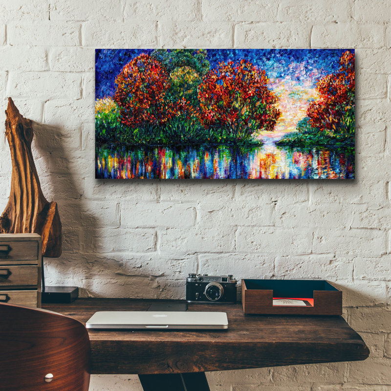 «Rippled Sunset» par Lena Owens, art mural en verre acrylique, H 12 po x l 24 po