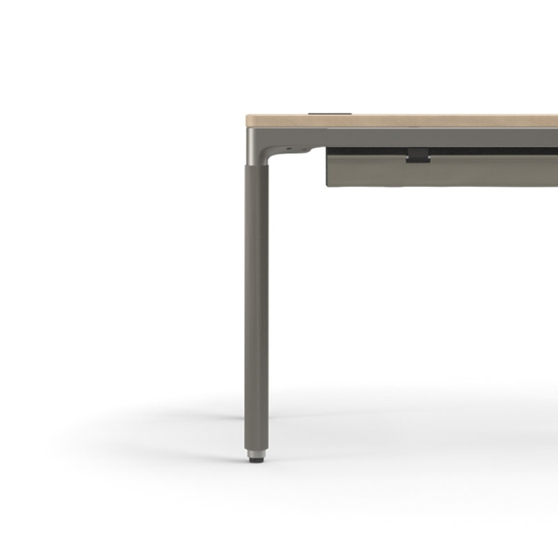 eFloat Quattro, 23 in. D x 58 in. W Sit-Stand Desk with Carbon Black Base, Carbon Black Painted Wood Top, and Black Salzburg Leather Cable Manager