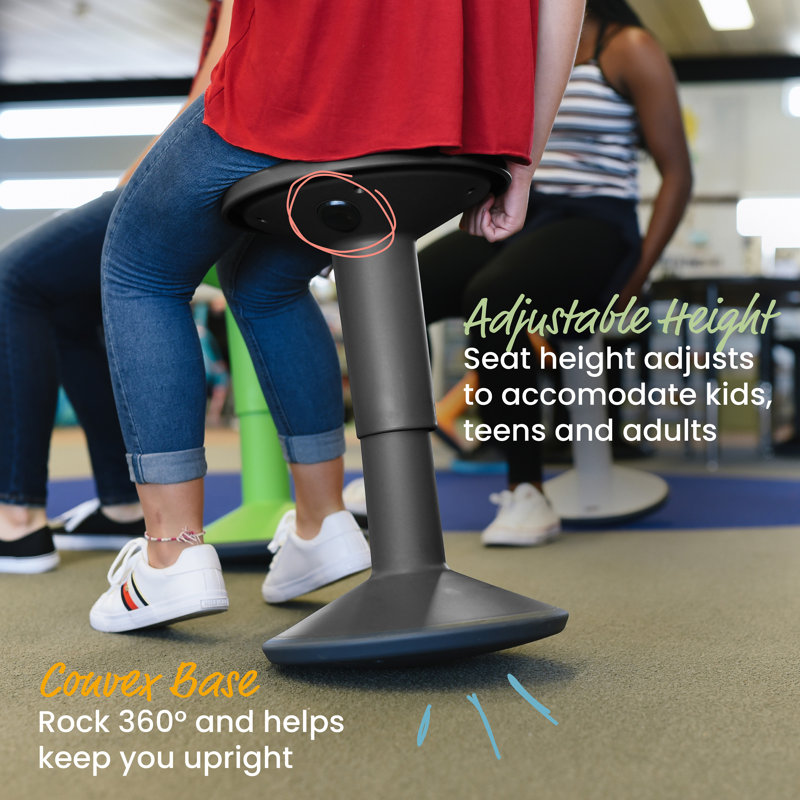 Black Adjustable Height Wobble Stool with Cushioned Seat