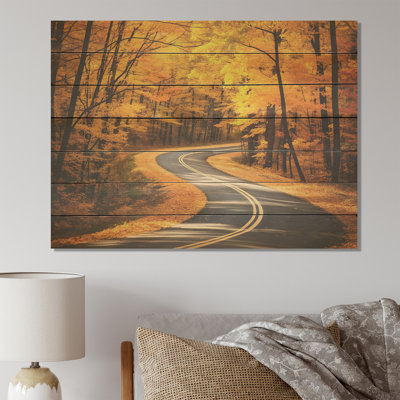Golden Road Into The Autumn Forest II - route sur bois