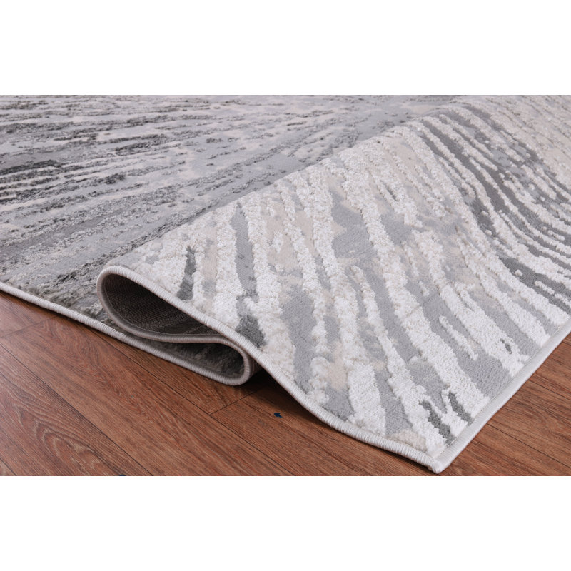 Ilios Collection Abstract Black and Gray Starburst Rug, Rectangle 2' x 3'