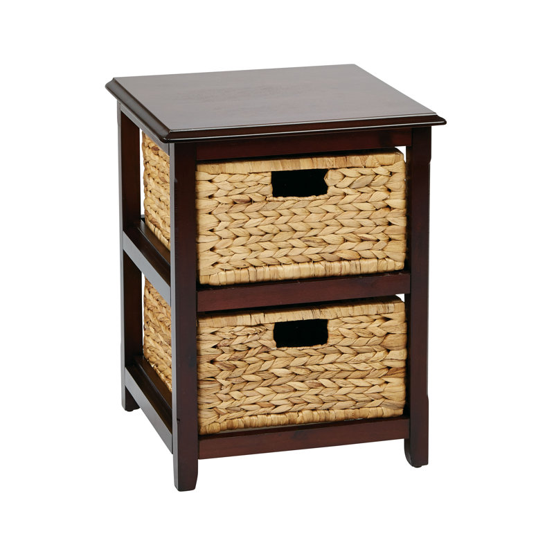 Commode de rangement 2 tiroirs Ottilie, Espresso et naturel
