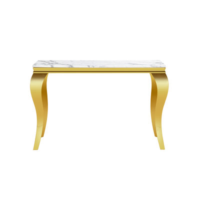 46.85" Marble Console Table, Luxury Long Narrow Console Entryway Table Hallway Table with Stainless Steel Base and Faux Marble Tabletop, Modern Sofa Table for Living Room