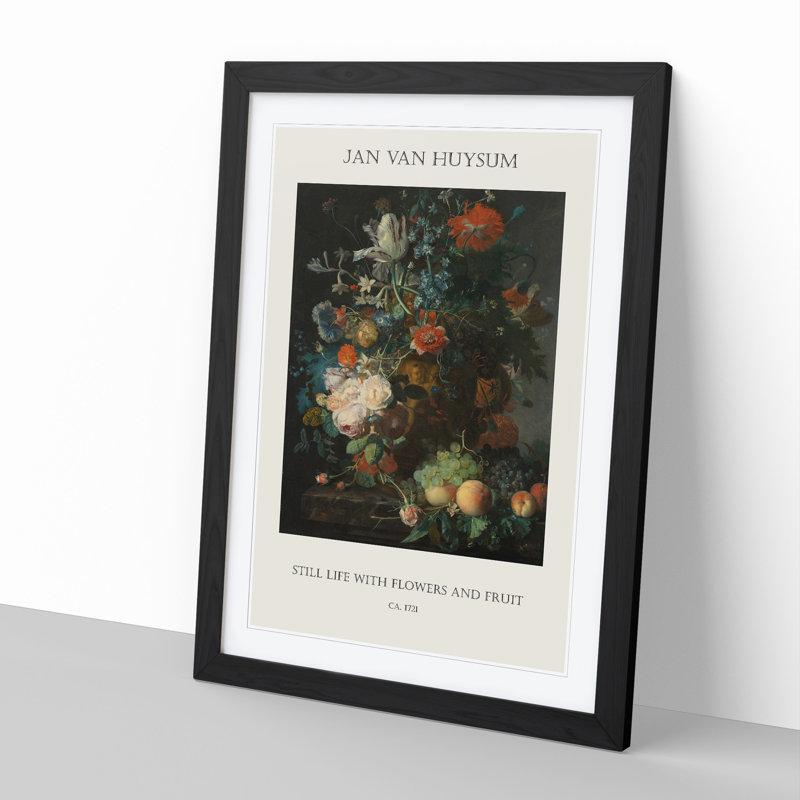 Still Life With Flowers And Fruit Vol.7 by Jan Van Huysum - Single Picture Frame Print, Black Framed, 36cm H x 27cm W x 2cm D