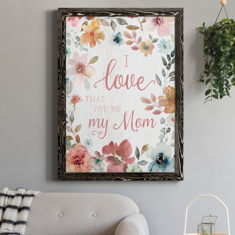«Love Mom», art textuel sur toile, Noir, H 20 po x l 17 po x P 1,5 po