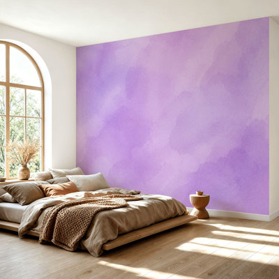 Wall Mural Peel and Stick Wallpaper Soft Watercolor Purple Gradient Abstract Self-Adhesive Removable Contact Paper Wall Decor for Living Room Bedroom 69"H x 96"W