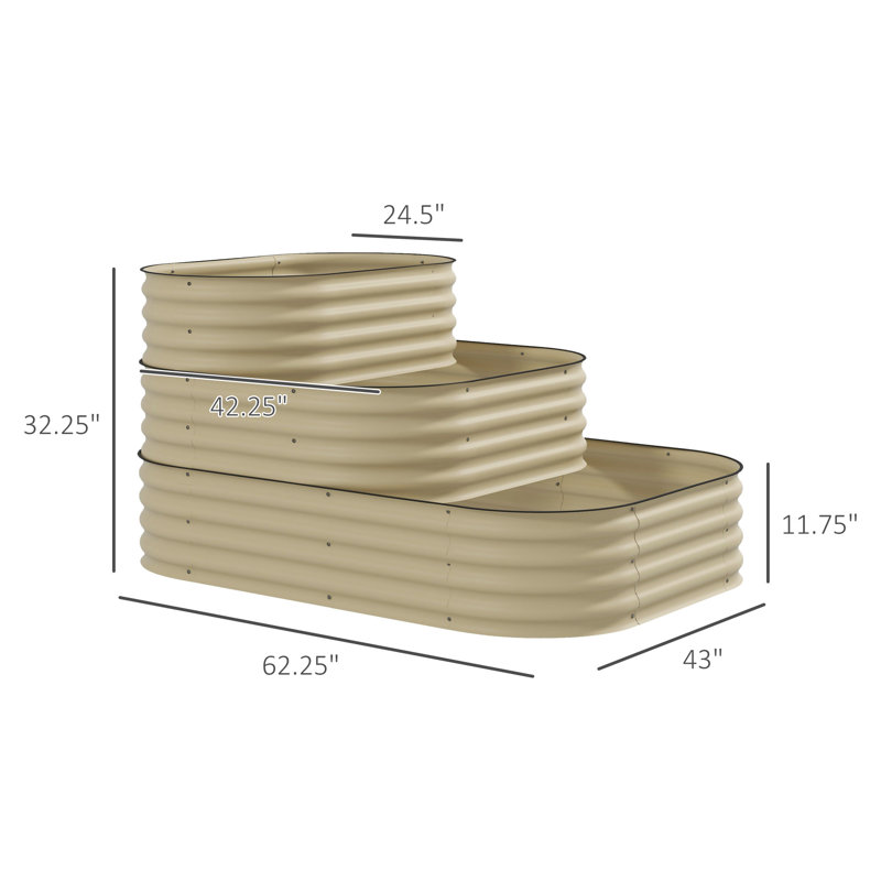 Paddyjoe  EverGrow 3-Tier Galvanized Steel Raised Garden Bed Kit – Stackable Planter Boxes with Safety Edging, 62.25”x43”x32.25” for Backyard, Patio & Outdoor Gardening