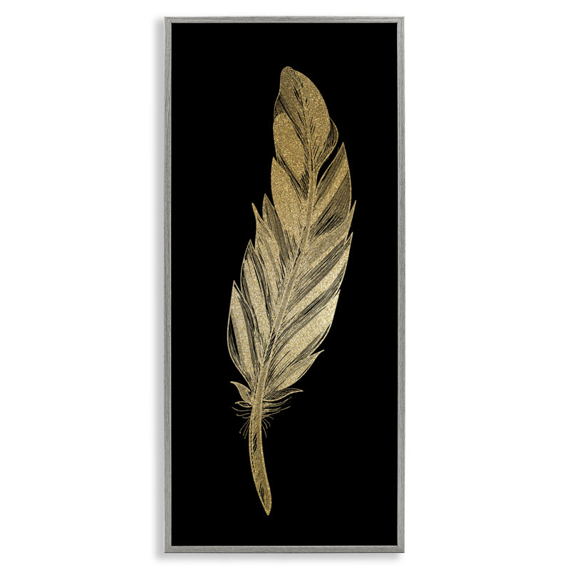 Giclée encadrée noire Glam Feather, design par Kim Allen, H 24 po x l 10 po, Estampe numérique Farmhouse