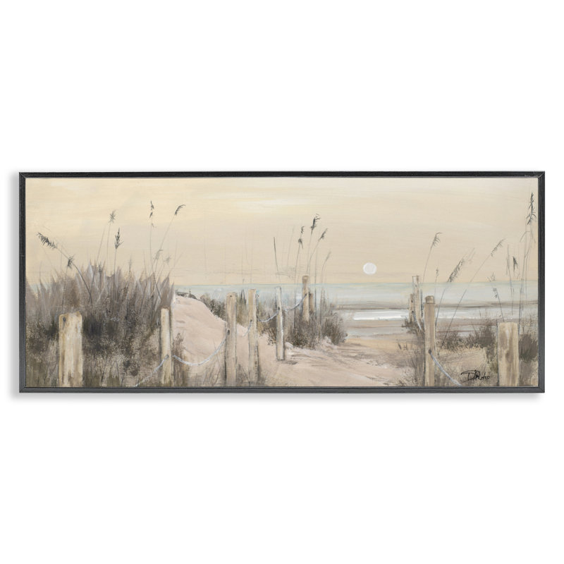 Giclée encadrée de lune blanche sur l'océan, design par Patricia Pinto, H 10 po x l 24 po, Giclée encadrée noir minuit