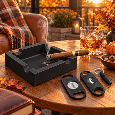 Silicone Cigar Ashtray Set with Three Cigar Cutters and Four Rests