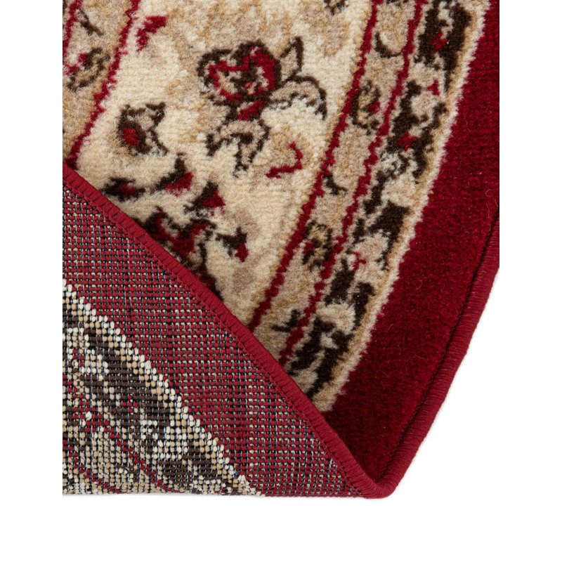 Bhatari Oriental Burgundy Area Rug, Oval 3'3" x 5'3", Burgundy