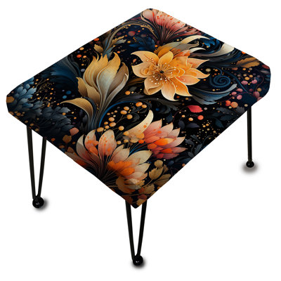 Jaune et pêche Mystic Delight Cosmic Floral Garden - Repose-pieds rectangulaire floral