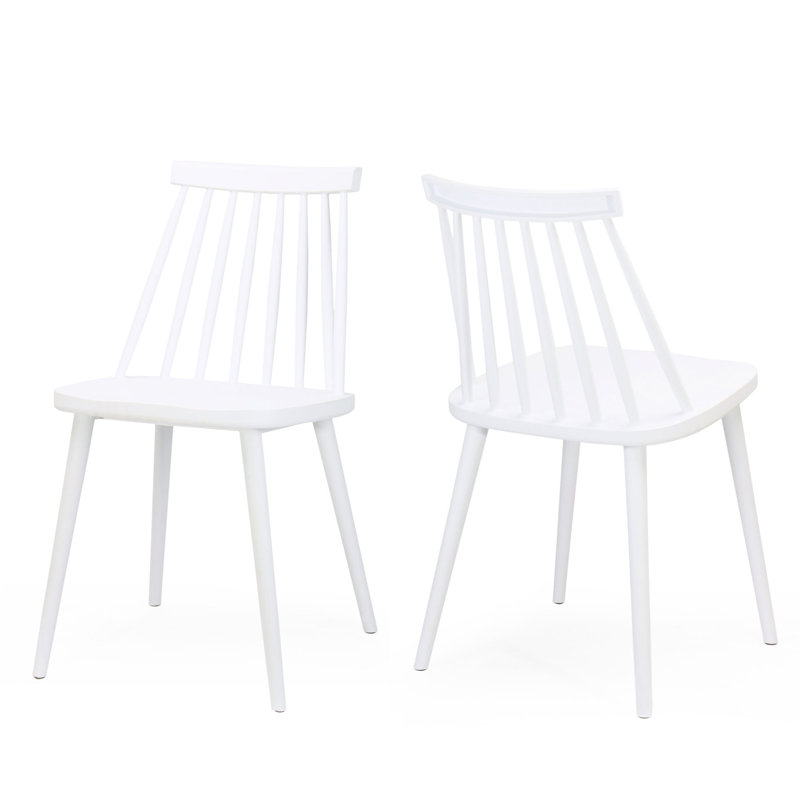 Chaise de salle à manger Spindle (2) - Polypropylène blanc, contemporain, facile à nettoyer, pour les chaises de décoration de chambre (de 2) Fabrication en polypropylène, dossier, facile à nettoyer