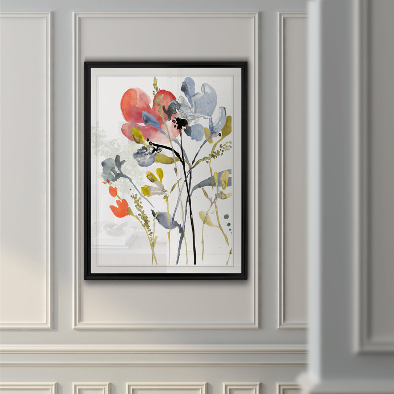 Flower Overlay I - Wrapped Canvas Print, 18.5" H x 24.5" W x 1.5" D, Black Framed