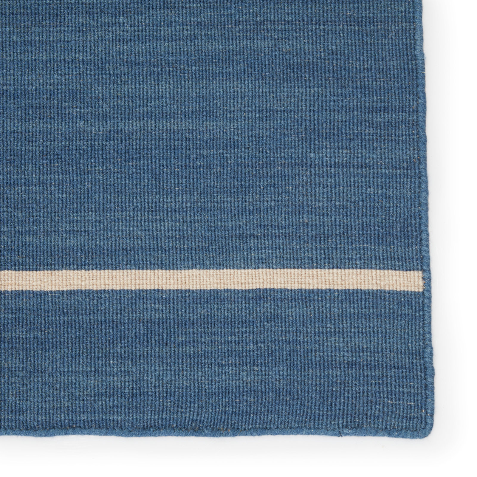 Creekmont Blue Cream Hand-Woven Striped Wool Rug, Runner 2'6" x 8'