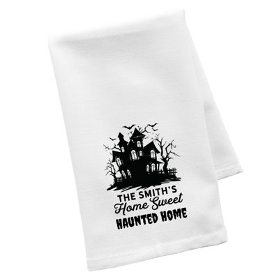 Custom Halloween Kitchen Towel, Home Sweet Haunted Home Design, Flour Sack Cotton, Halloween Decor, Custom Name