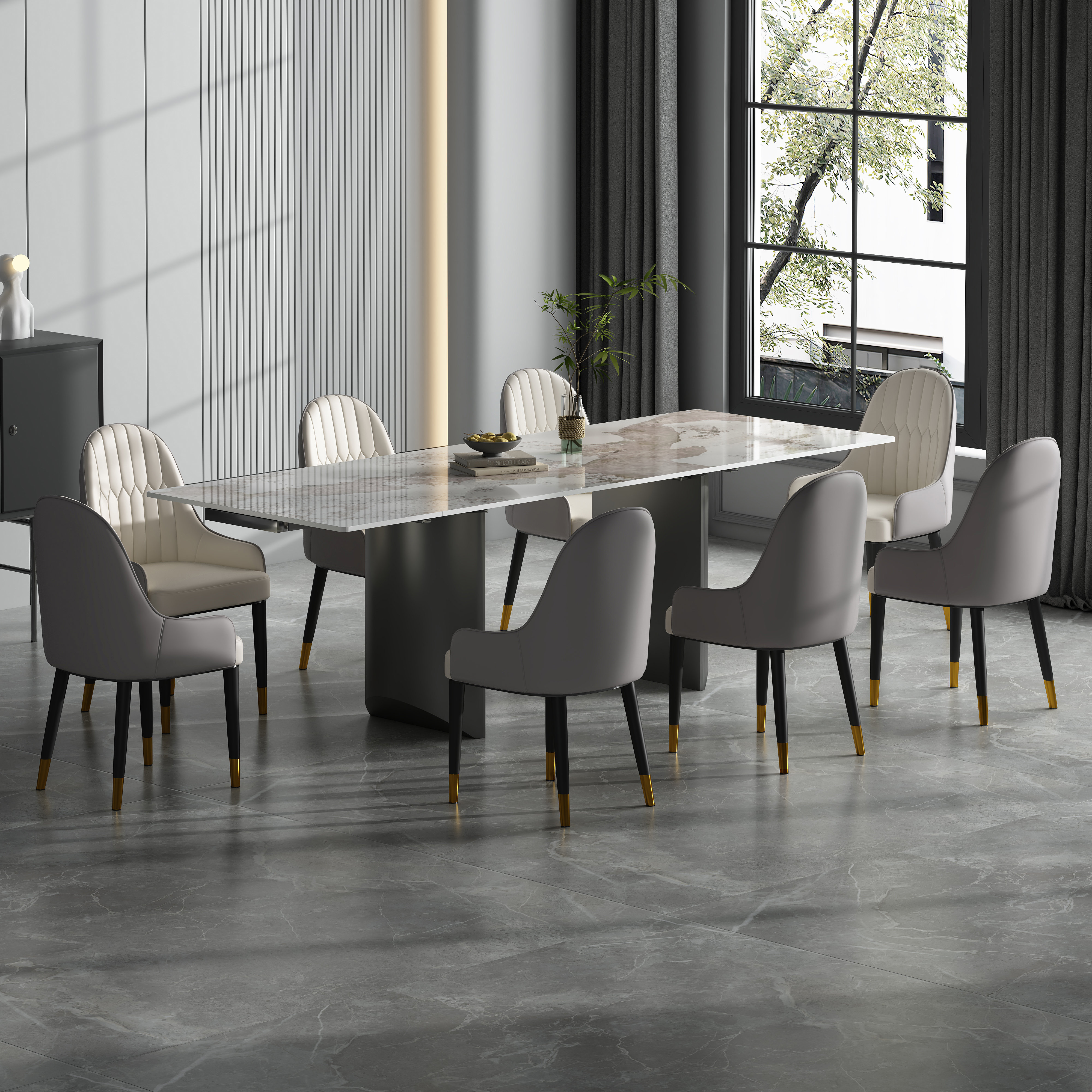 Corrigan Studio Extendable Dining Table Set For 4-10, Modern Dining ...
