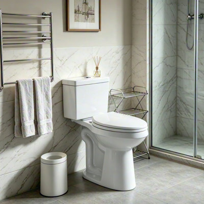 Toilette très grande à double chasse 21 pouces Yingze pour grands adultes et personnes âgées - deux pièces en céramique blanche, économiseur d'eau, antidérapante et couvercle à fermeture en douceur