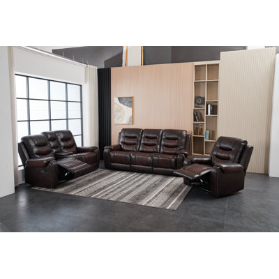  Ensemble de fauteuils inclinables en cuir 3 pièces (canapé, causeuse, fauteuil), meubles inclinables modernes pour le salon / cinéma maison / bureau