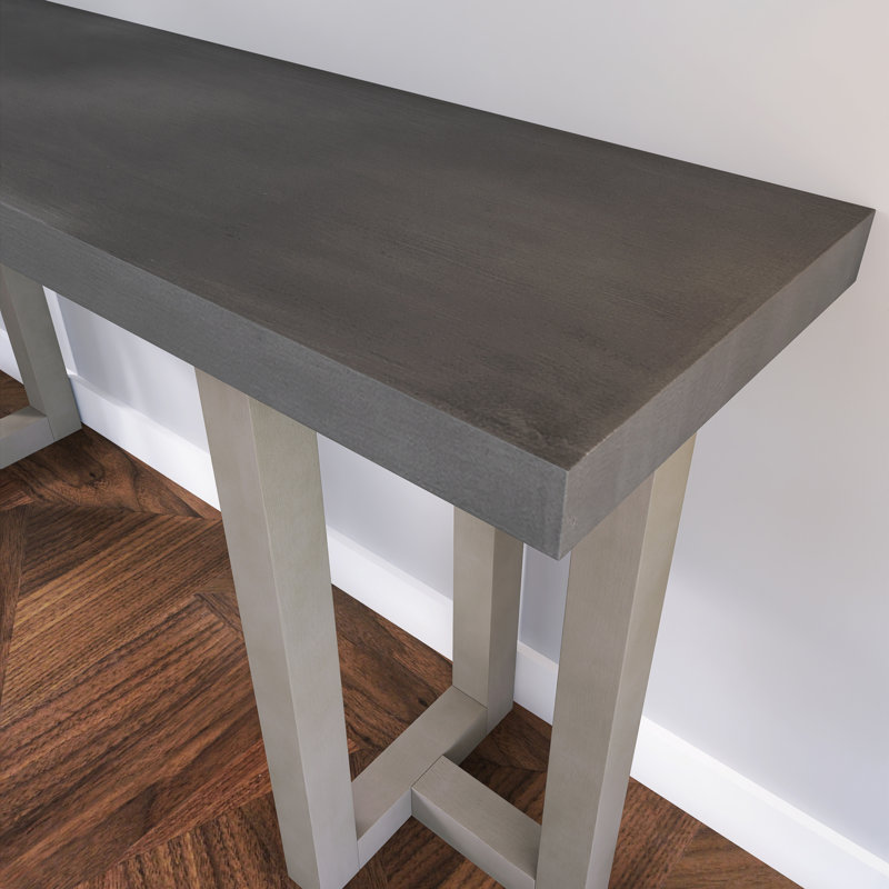 Console à conception géométrique avec pieds en pin massif, Gris