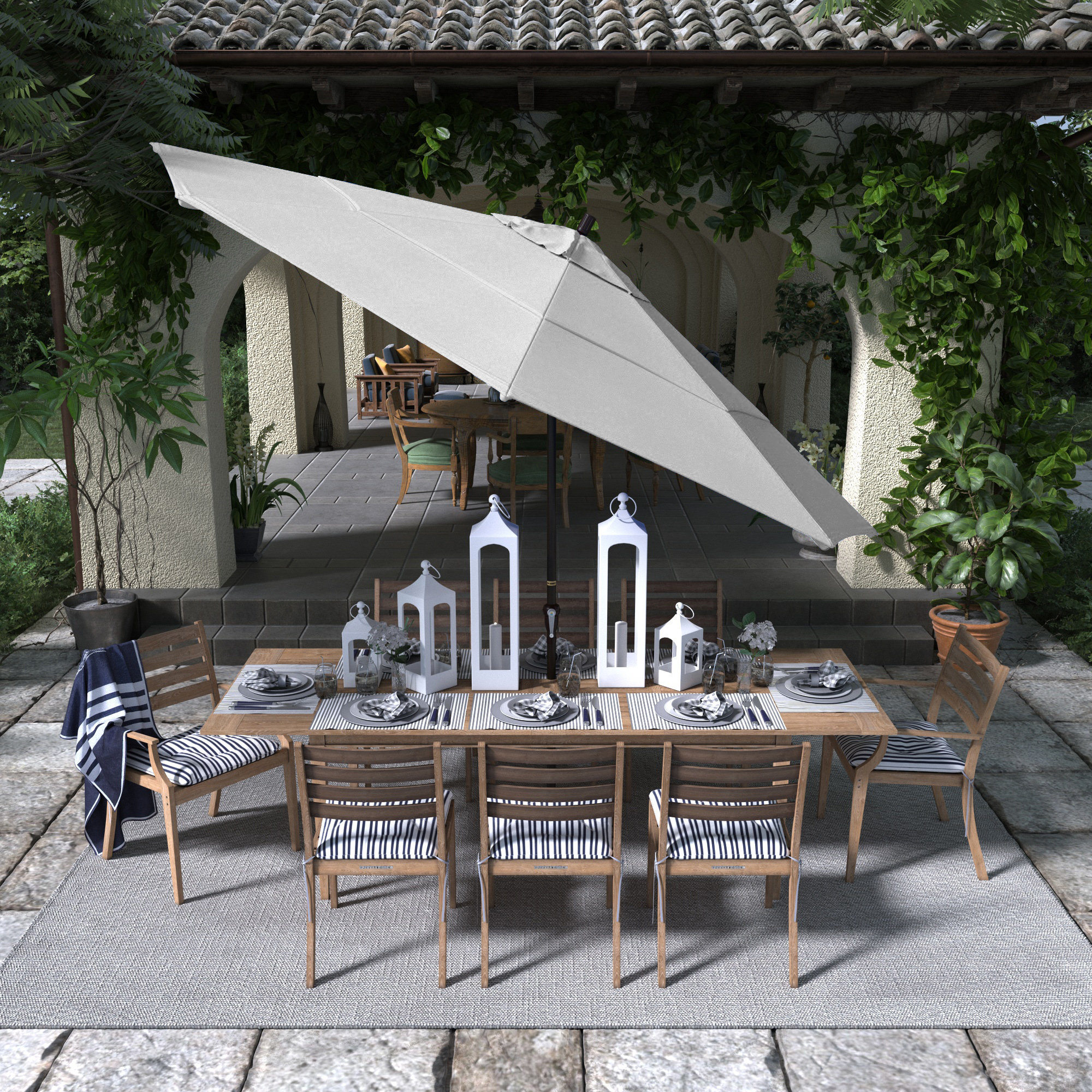 132'' Outdoor Umbrella, White - Olefin