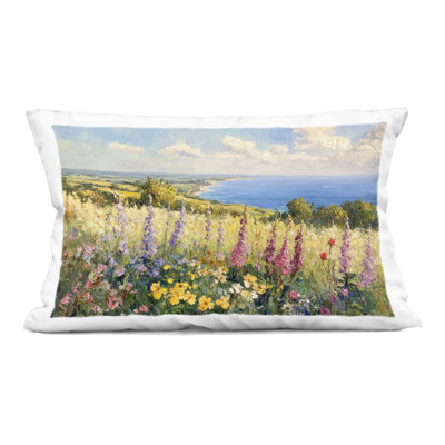 Pastel Hyacinth Seaside Garden Decorative Printed Throw Pillow design by Petal Prints Design