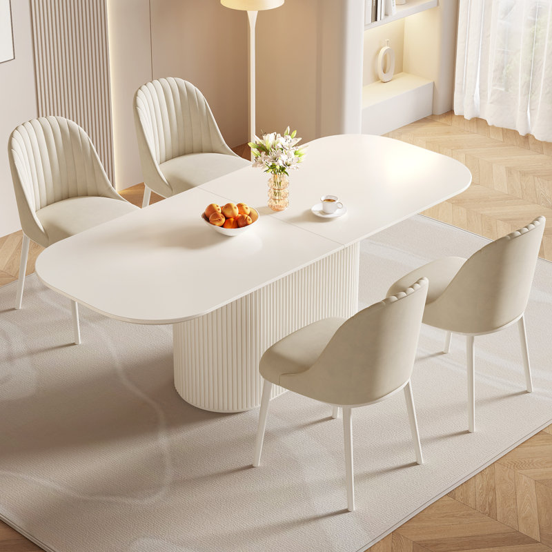 220cm Cream White Oval Dining Table