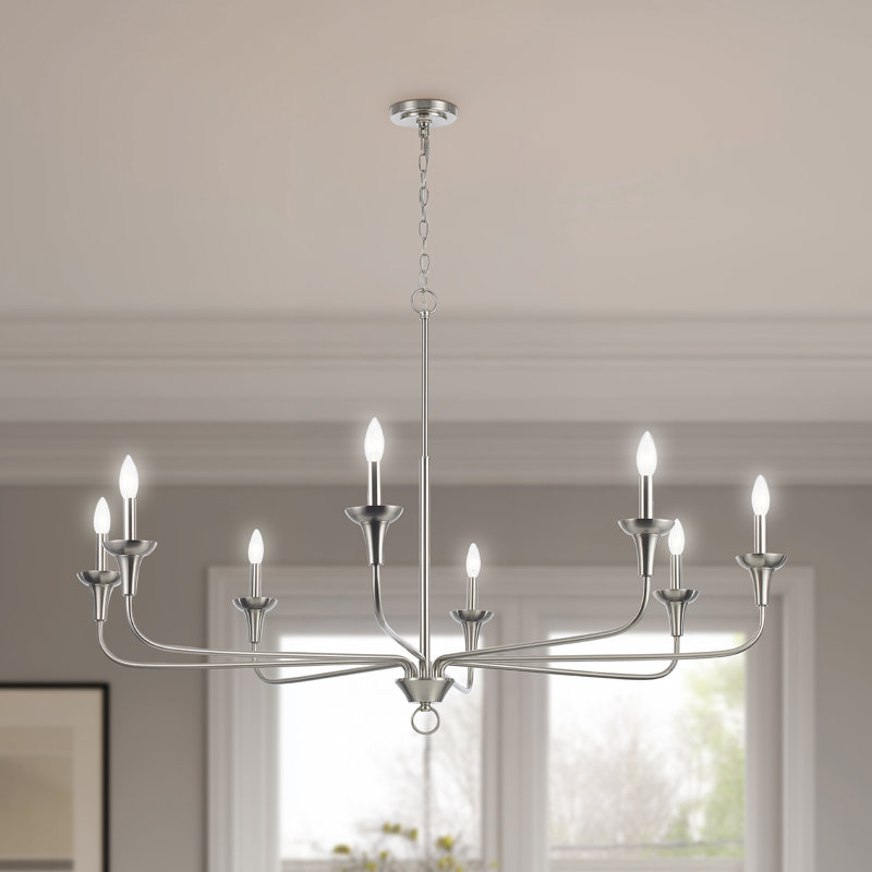 Lustre moderne à 8 lumières Capella, Nickel brossé, 8 lumières