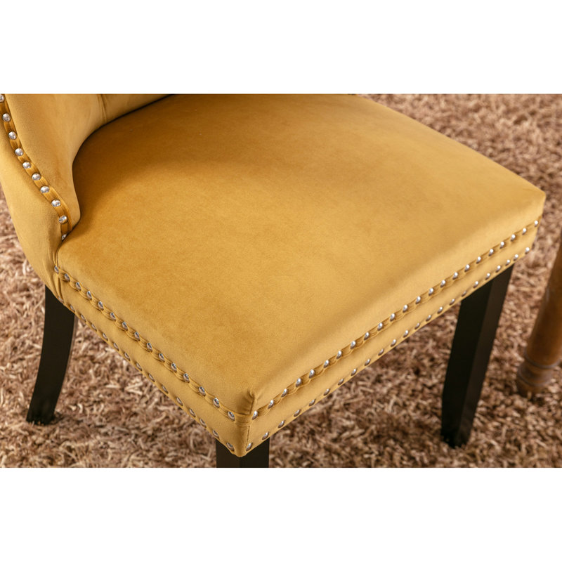 Paire de chaises de salle à manger en velours, 2, doré, Sw2001gl - Style Mid-Century moderne pour un look doré recouvert de capitonnage, rehausse votre pièce