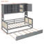 Lit de jour simple en bois gris avec lit gigogne et rangement-259129028-259129030