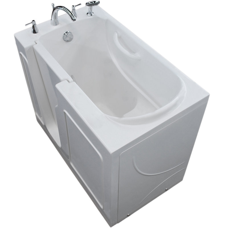 Prairie 45.75 " L x 26 " W Alcove / Tile in and Mounting / Installation Required Soaking Fiberglass Bathtub with Faucet, Left