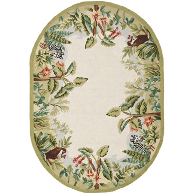 Hogle Hand Hooked Wool Floral Rug