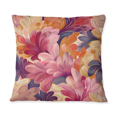 Coussin décoratif rose, orange, floral et fantaisie I