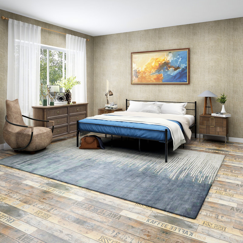Metal Slat Headboard Design Bed, King
