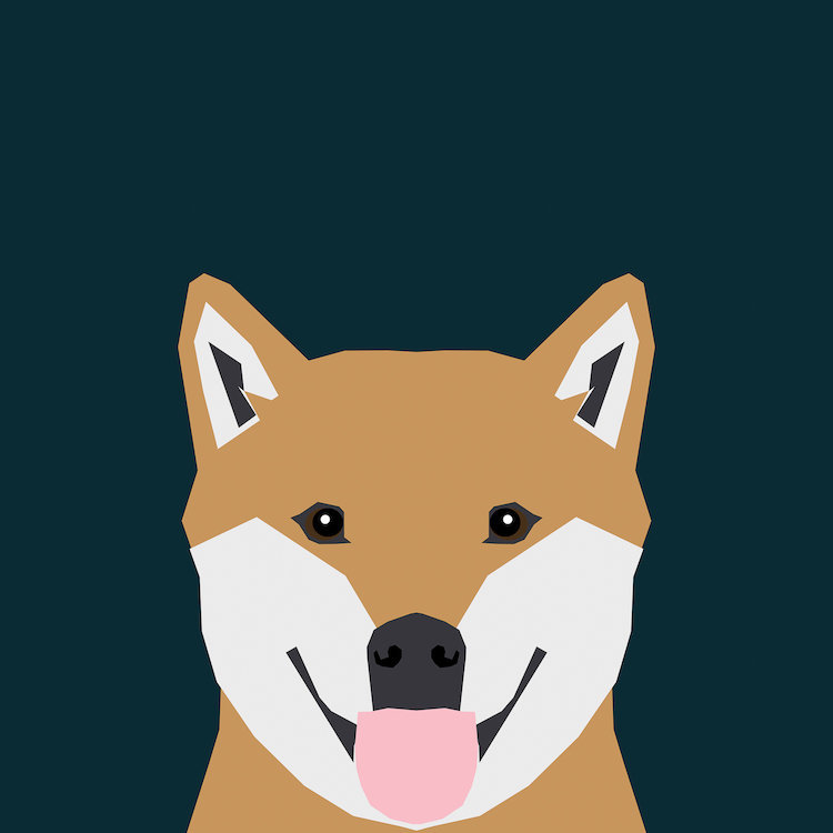 Shiba Inu, impression sur toile tendue, H 26 po x l 26 po x P 1,5 po, Toile tendue, Pas de tapis