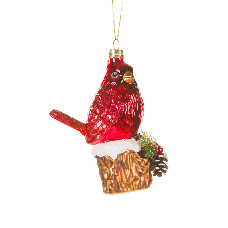 Ensemble d'ornement suspendu en verre rouge Cardinal, lot de 3