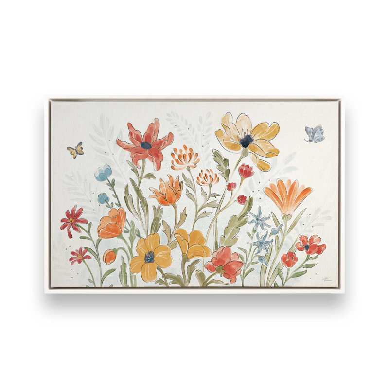 Garden Melody in Bloom Print on Canvas, Opaque White Floater Frame, 24.75" H x 36.75" W