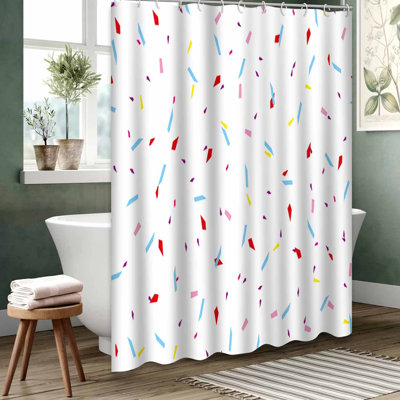 White Waterproof Shower Curtain, Shower Curtains for Bathroom with 12 Hooks