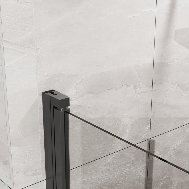 34"X 72" Bifold Frameless Glass Shower Door 1/4 Inch Tempered Clear Glass Pivot Swing Shower Panel, Foldable, Matte Black
