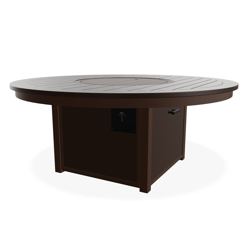Table de feu 54 po ronde en polymère de qualité marine avec tablette au propane, Kona