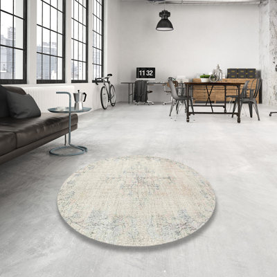 Tapis floral blanc / gris