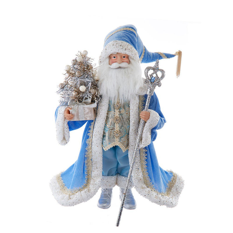 Père Noël Kringles bleu et platine 18 pouces Kurt Adler