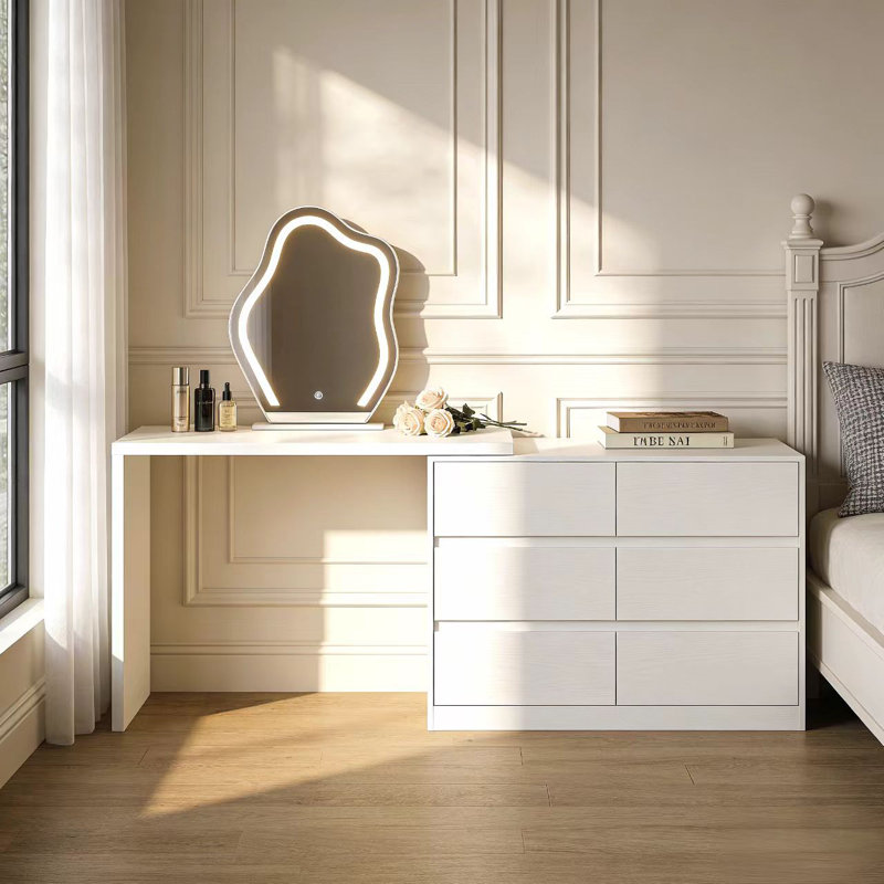 Commode double 6 tiroirs l 51,2 po Ameyaa, Blanc