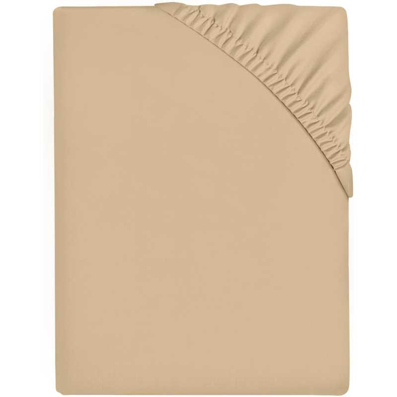 Super Dreamer Fitted Sheet Solid Colour - Polyester Single Double King Size Machine Washable High Quality Yarn Bed Set, Beige
