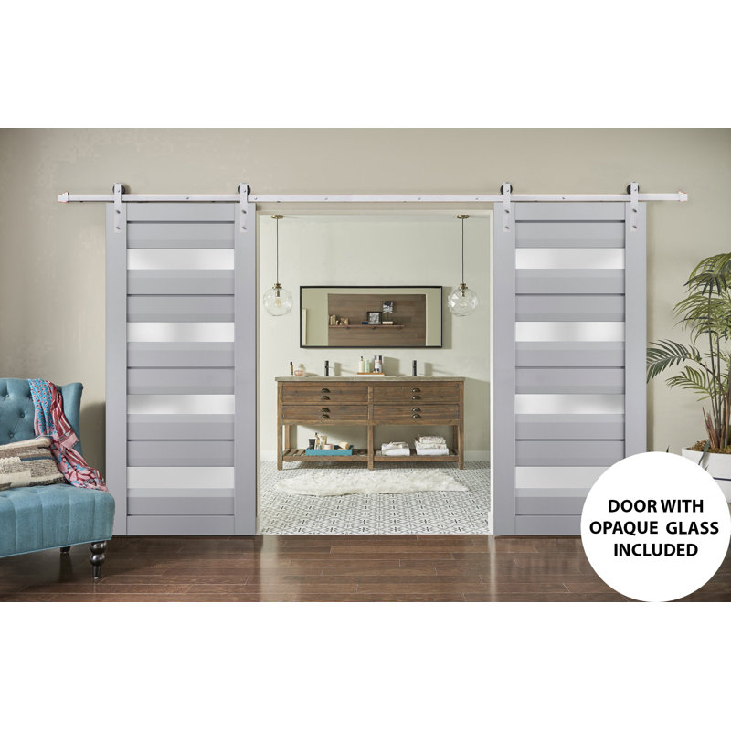 Portes de grange en bois givré Veregio, 60 po x 80 po, Gris