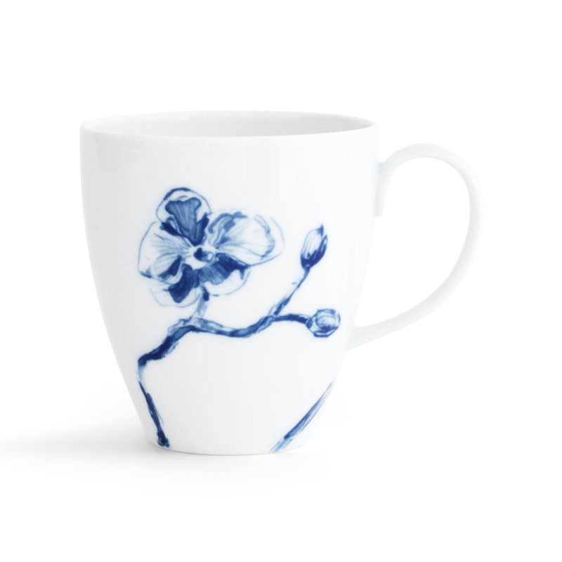 Blue Orchid Handmade Porcelain Coffee Mug